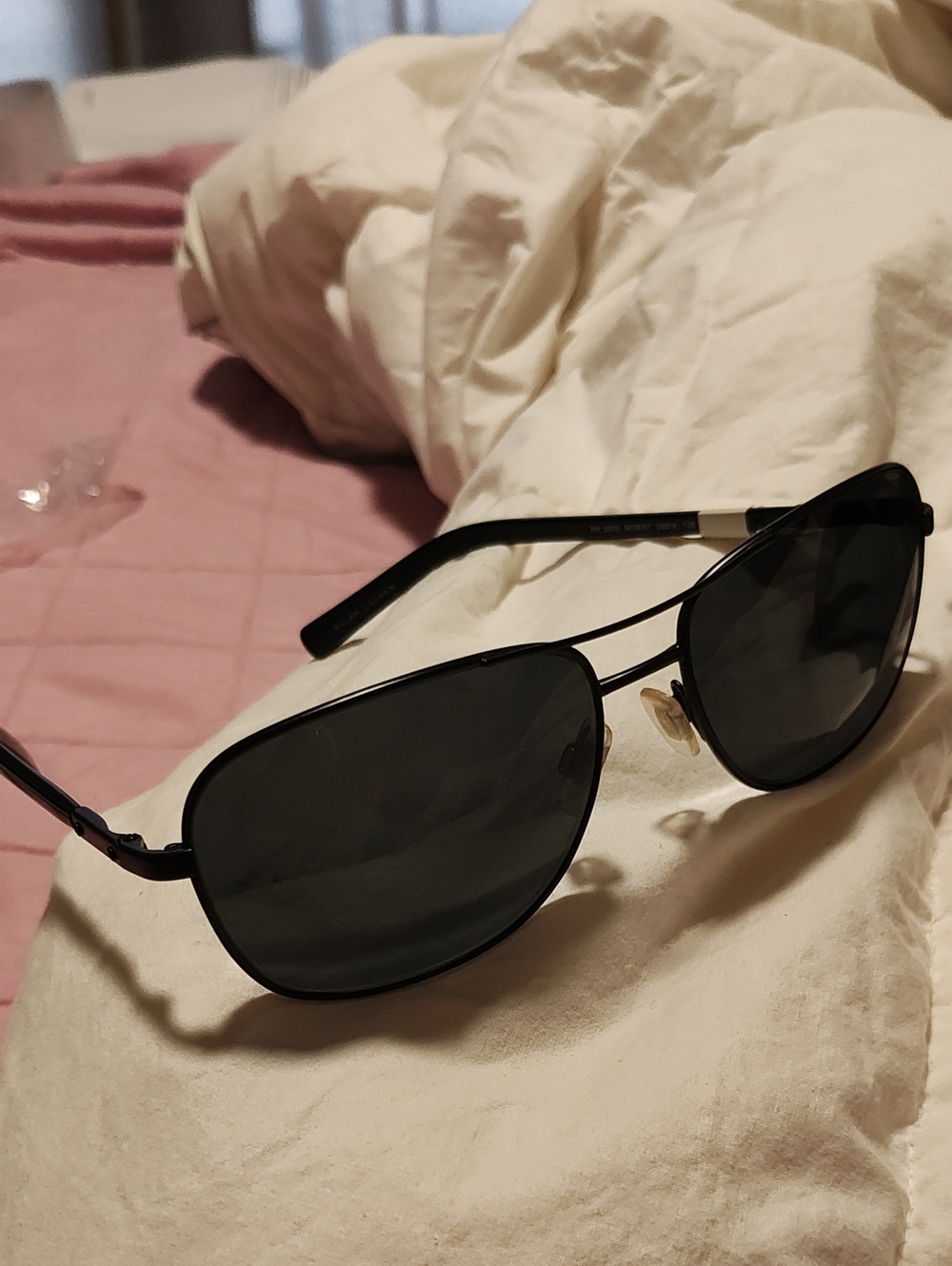 Polo by Ralph Lauren Black Aviator Sunglasses with Dark Lenses NEW made In Italy
